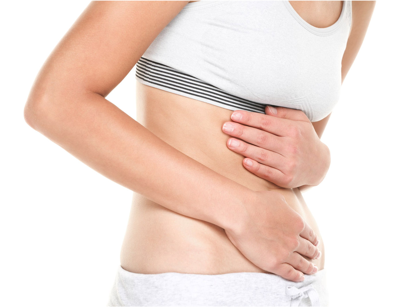 девушка держится за живот