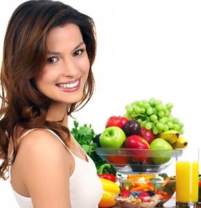 девушка с овощами