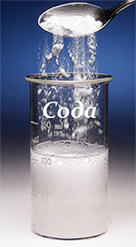 соду насыпают в стакан воды